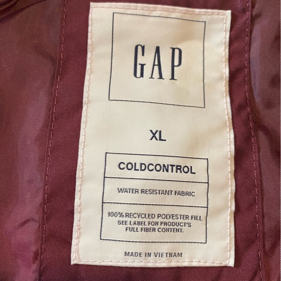 Gap Coldcontrol Water Resistant Front Zip Up Puffer Size XL - Picture 8 of 9